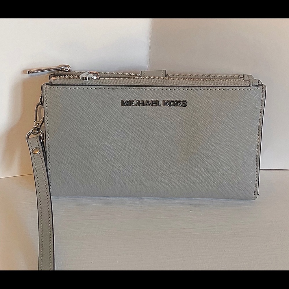 Michael Kors grey wristlet wallet clutch!